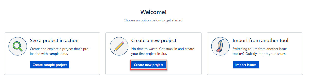 Creating a new project in Jira