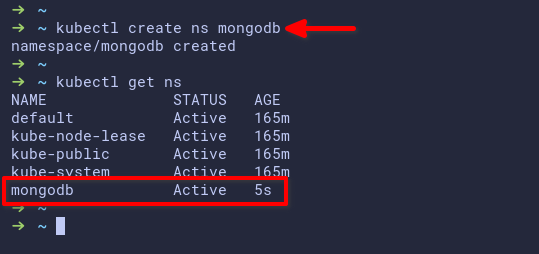Creating and Verifying the mongodb Namespace