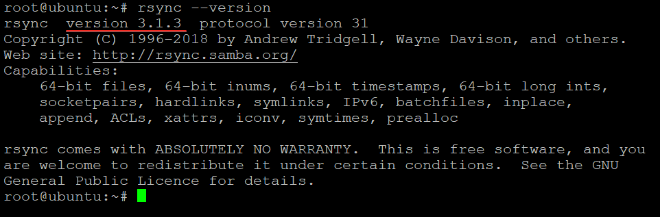 Checking RSync Version Installed