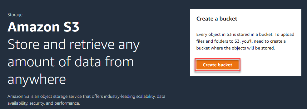 Clicking the Create Bucket button in Amazon S3