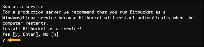Choosing to install Bitbucket as a service