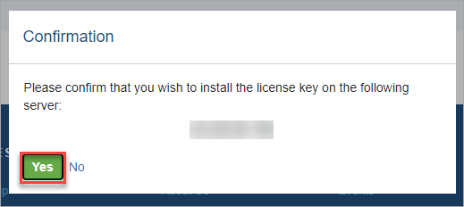 Confirming the license installation