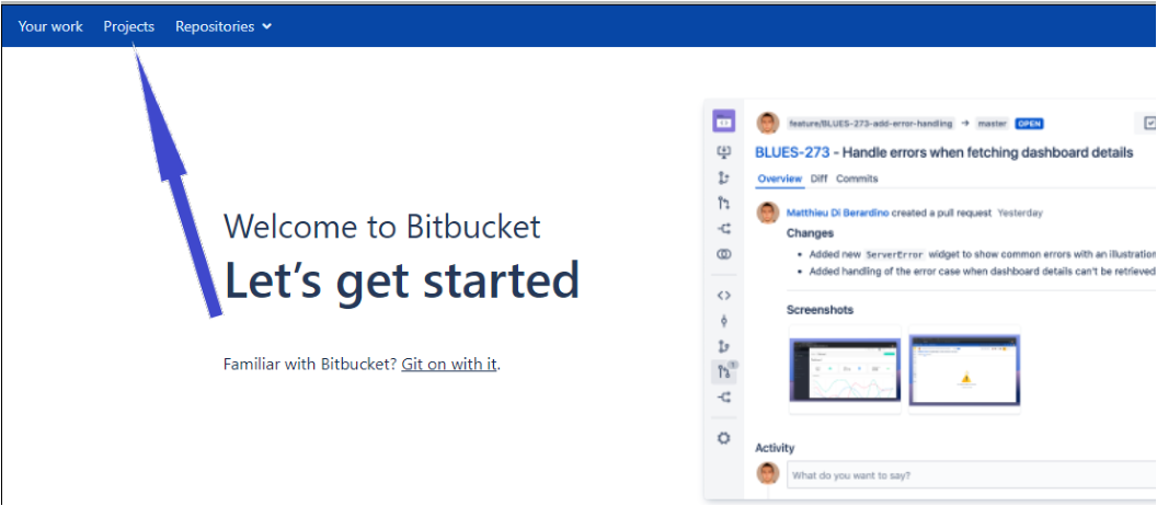 Bitbucket welcome page