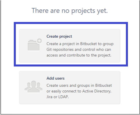 Selecting the Create project Option