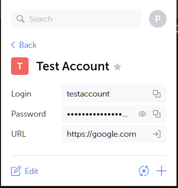 Retrieving an Account Password via the Web Extension.