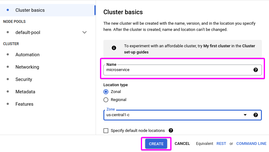 Creating a Cluster 