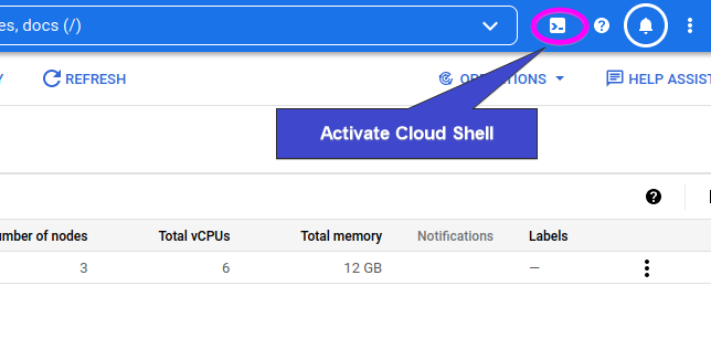 Activating the Google Cloud Shell