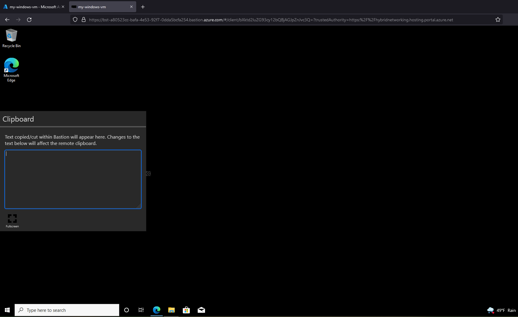 Viewing VM’s Desktop on Azure Bastion