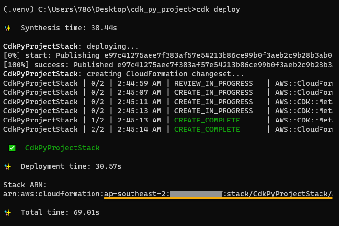 Deploying the CDK stack