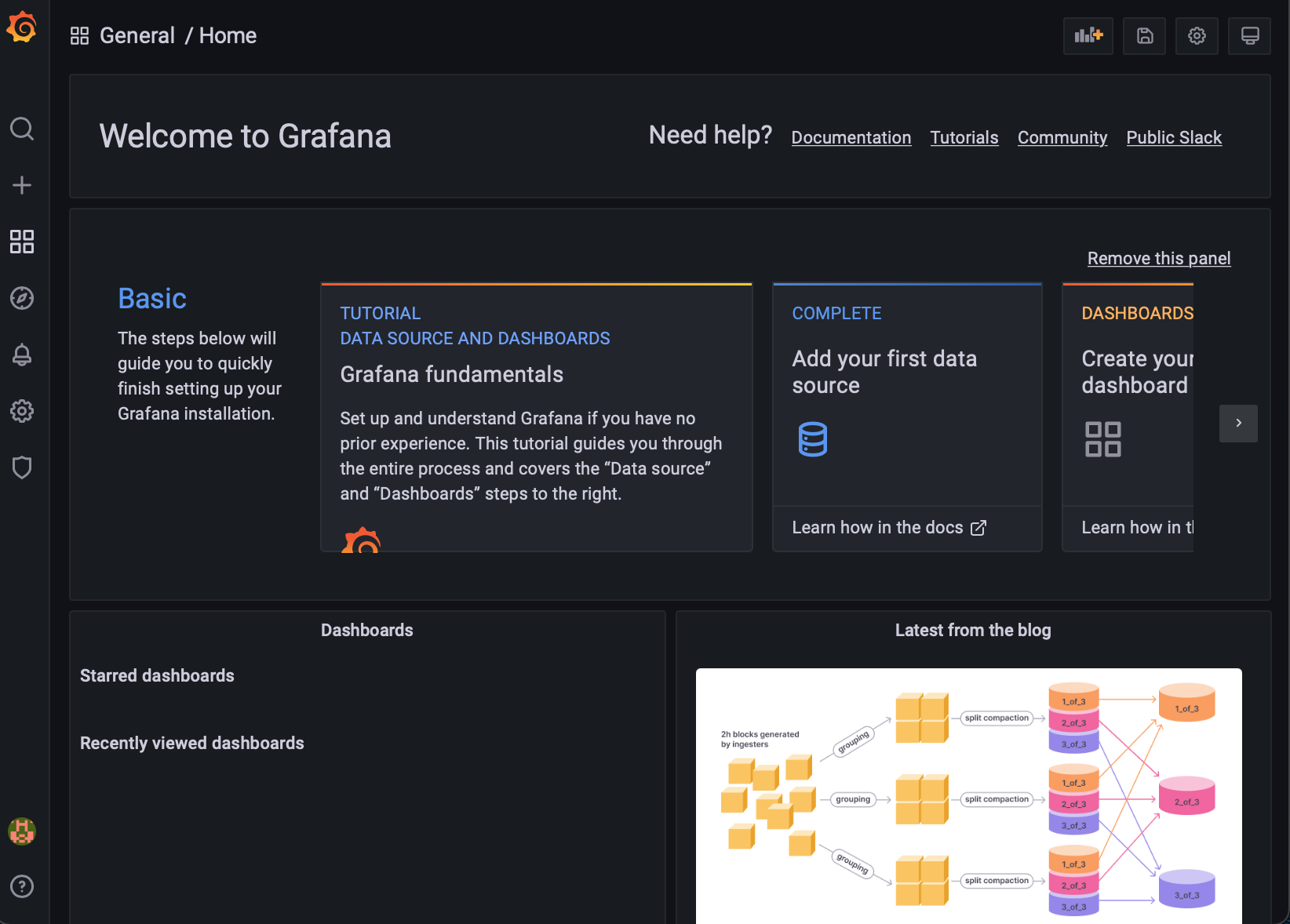 Viewing Grafana’s Home Page