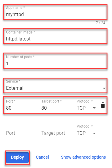 Creating a deployment in the Minikube Dashboard