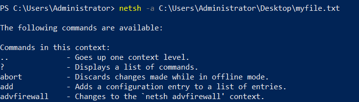 Fetching a Netsh Command from a Text File