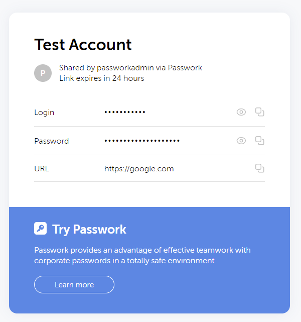 Retrieving a Password from the Shared Link.