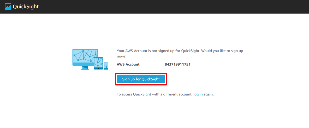 Signing up for QuickSight