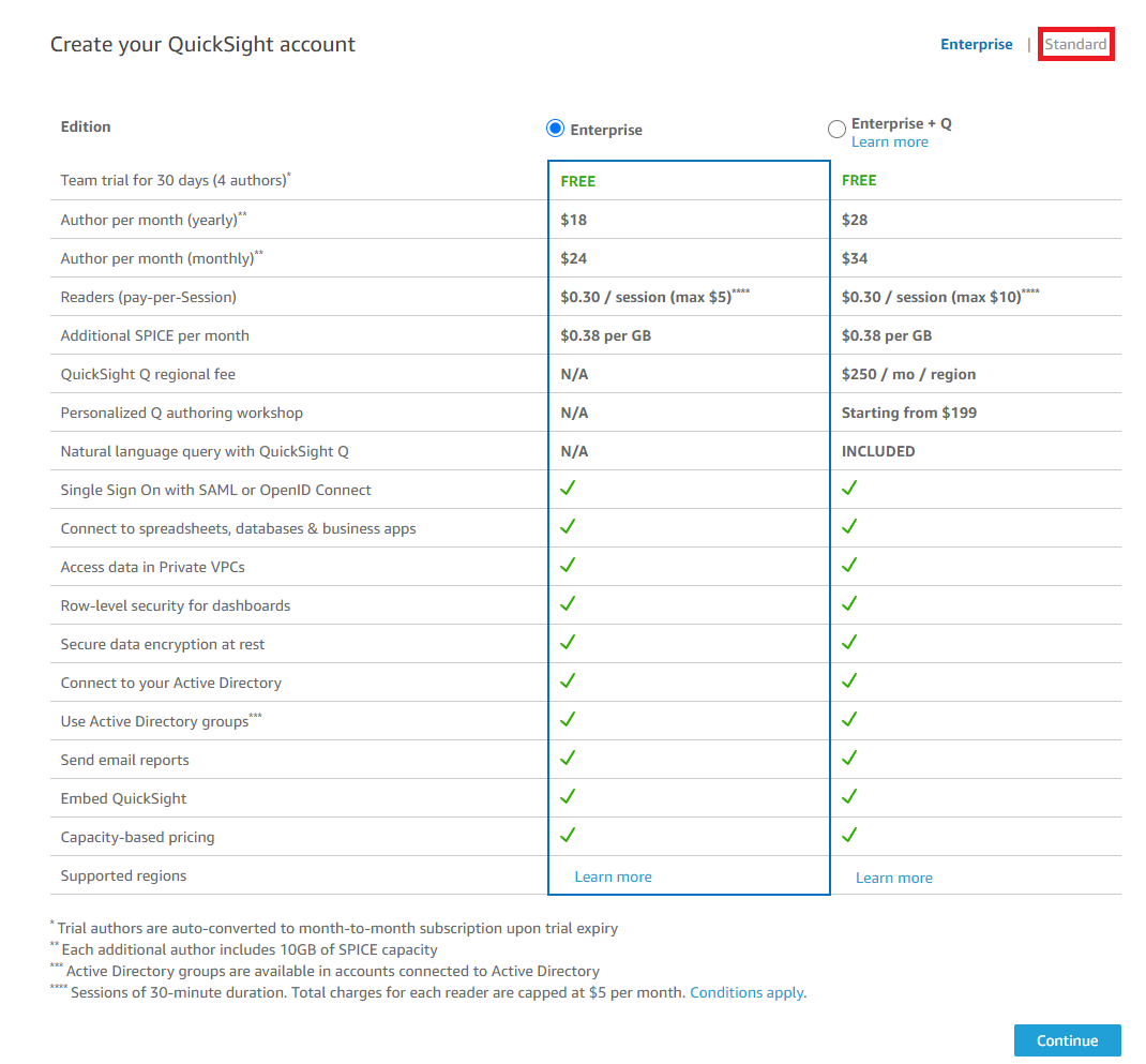 Selecting a Standard Account Setup