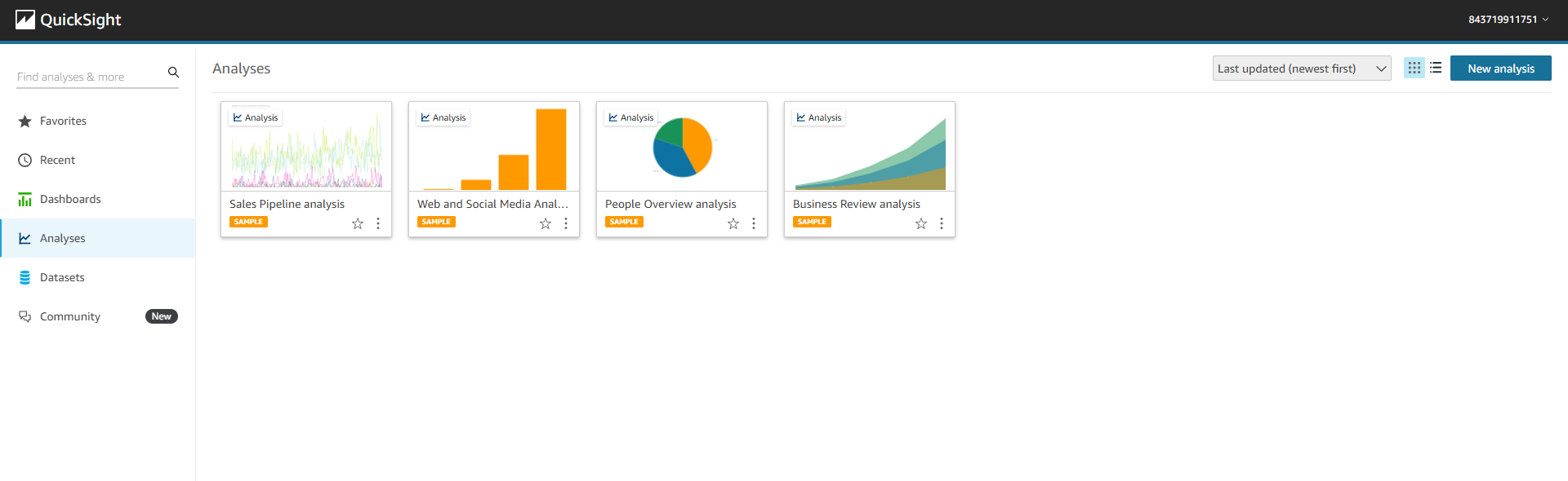 Overview of the QuickSight Analysis Window