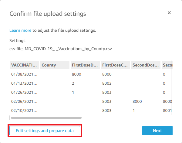 Editing Settings and Preparing Data