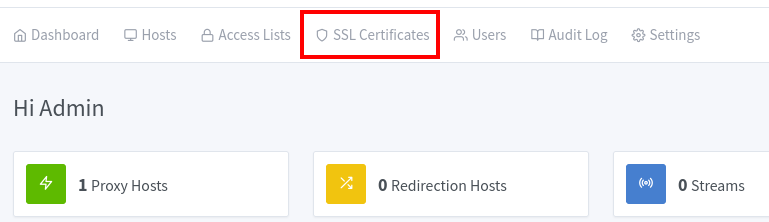 Opening the SSL Certificates tab