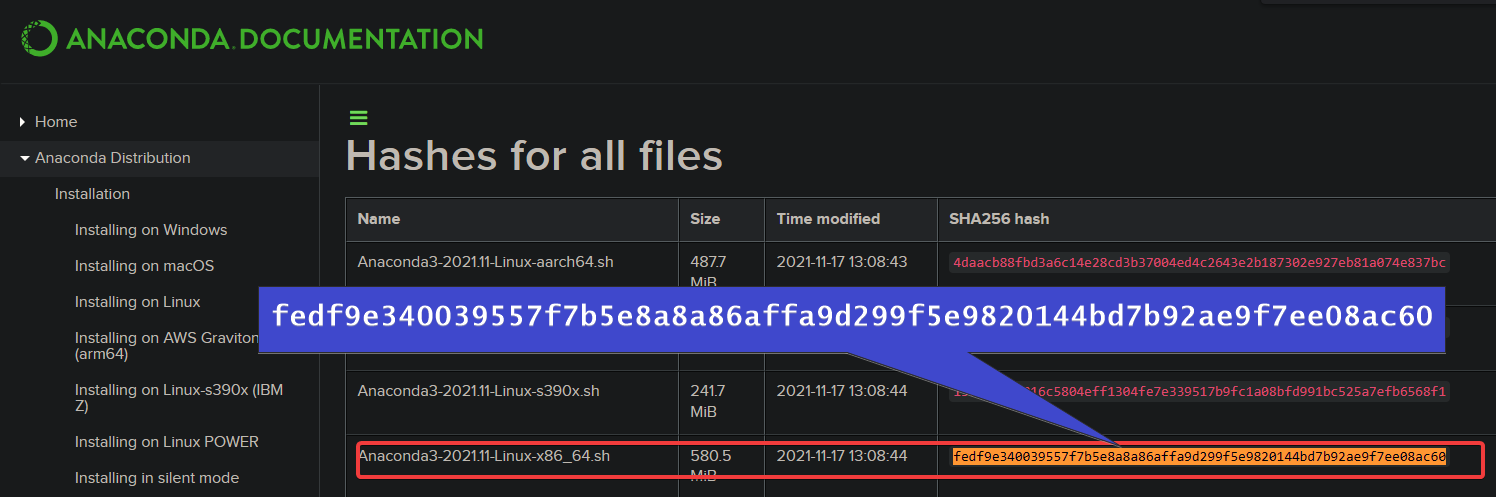 Comparing the Hashes of Downloaded Anaconda Installer Bash Script