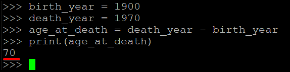 Calculates and Prints Out a Person’s Age at Death