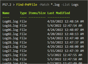 Listing the Log Files