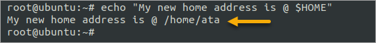 Displaying the new HOME directory path