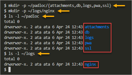 Creating and verifying the new directories