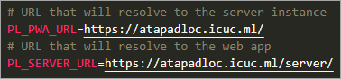 Setting the Padloc server instance FQDN