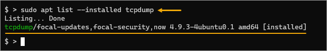 The tcpdump Linux tool is already installed