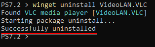 Uninstalling the VLC media player
