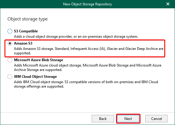 Setting Amazon S3 as the Object Storage Type