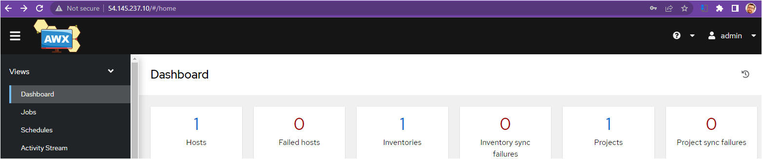 Viewing the AWX Dashboard