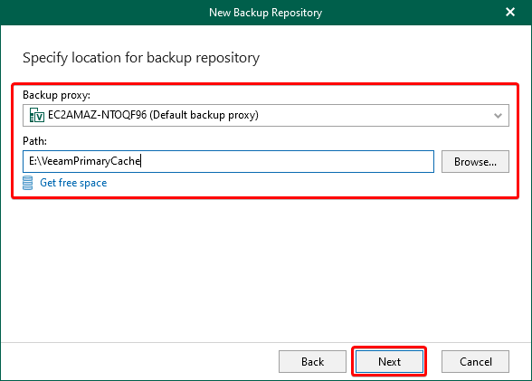 Specifying Backup Repository Location