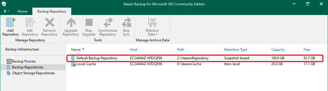 Verifying Newly-created Backup Repository