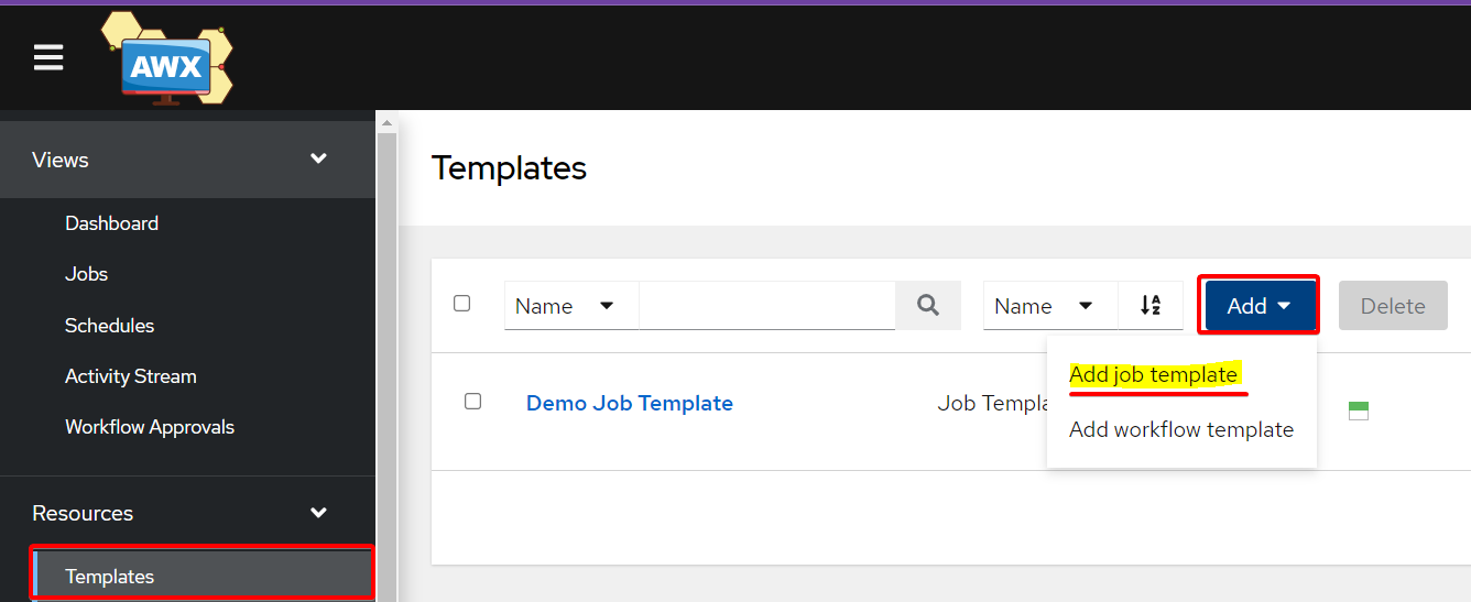 Creating a New Job Template