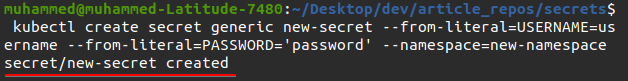 Creating a Secret Within a Namespace