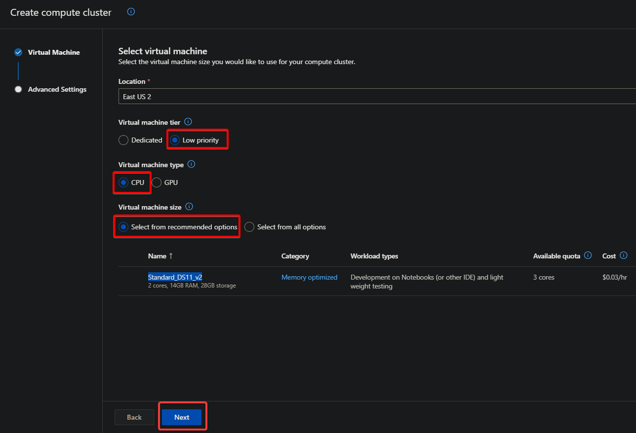 Selecting Virtual Machine Settings