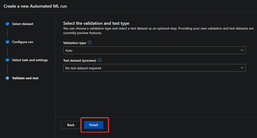 Finalizing the Automated ML Run Configuration