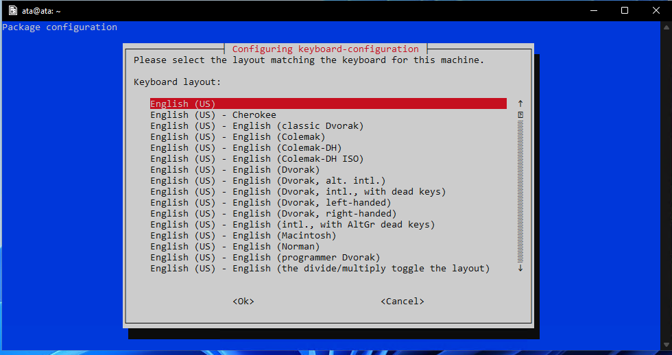 Selecting the Keyboard Layout