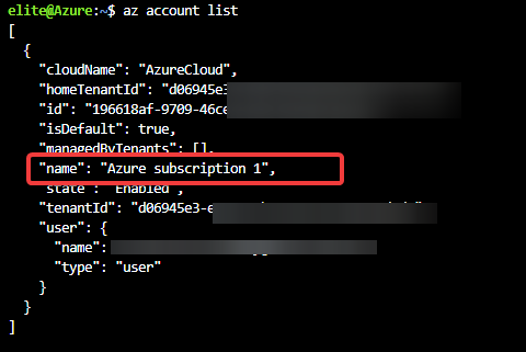Getting the Subscription Name to Use for the Azure Data Lake Account