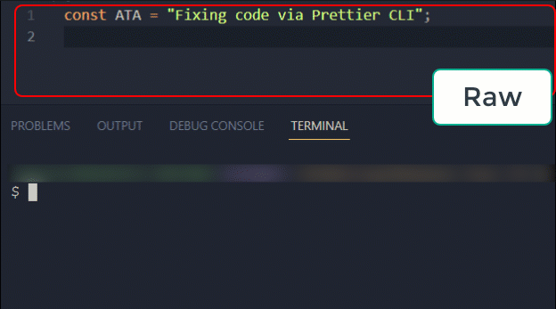 Formatting code against the .prettierrc.js configuration file