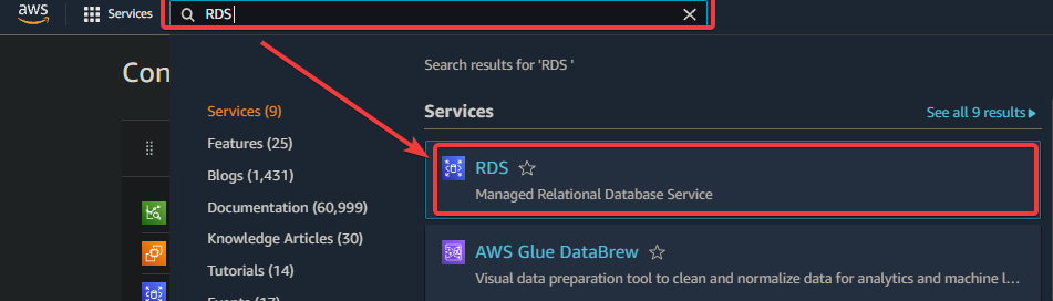 Accessing the RDS Management Console