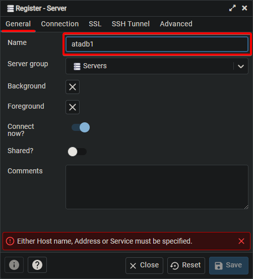 Provide a descriptive name for your server connection.