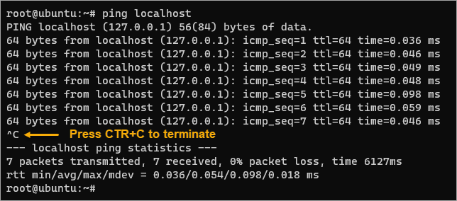 Terminating the ping command in Linux