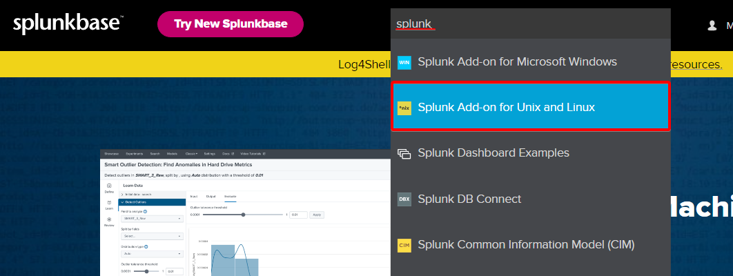 Searching for the Splunk Add-on