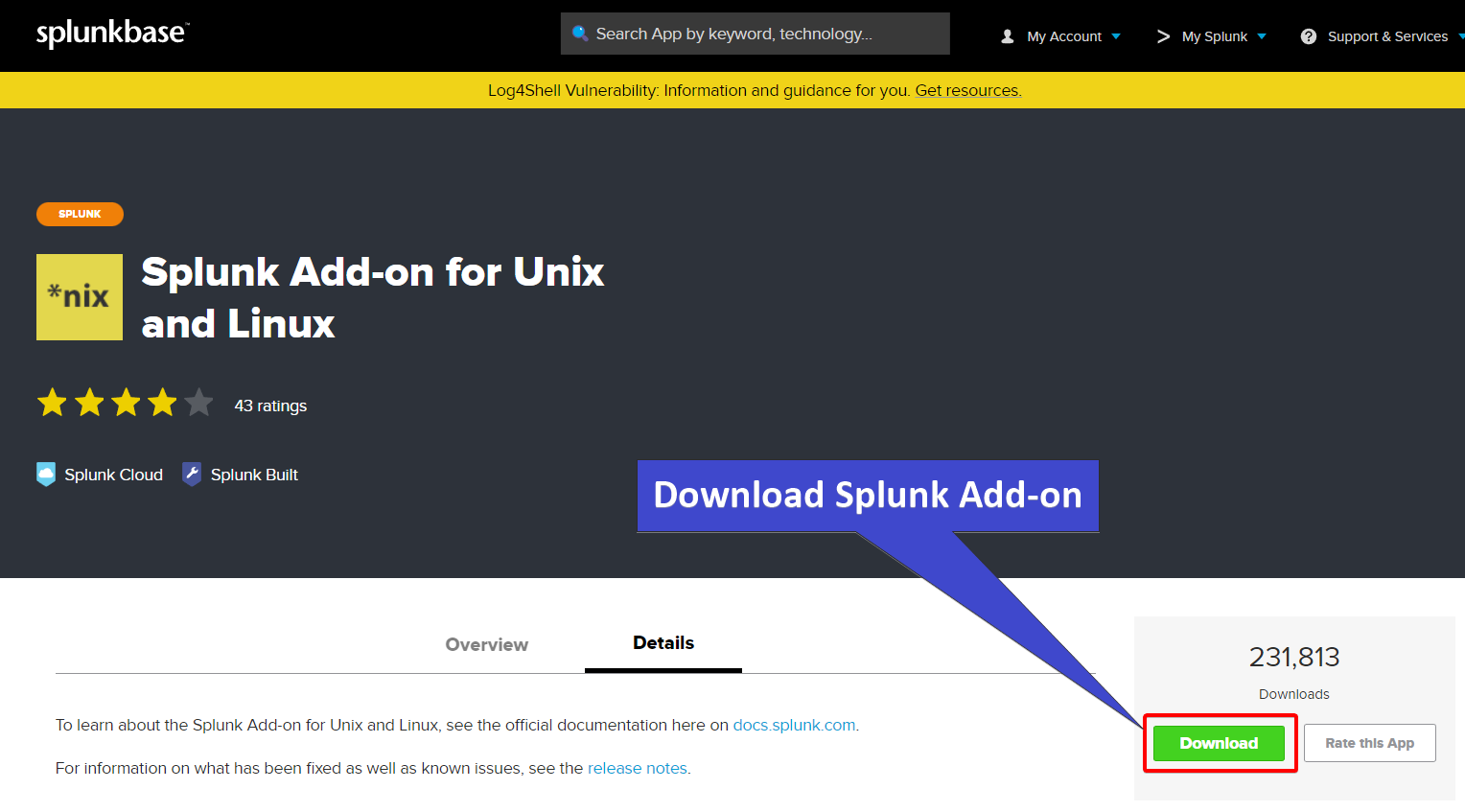 Downloading the Splunk Add-on for Unix and Linux