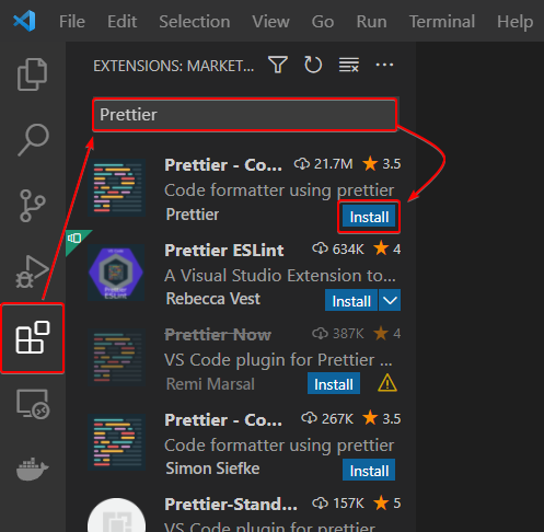 Installing the Prettier plugin