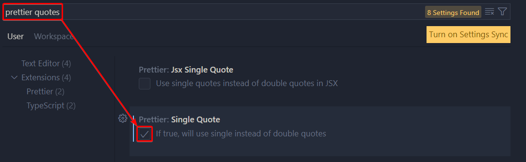 Setting Prettier to use single quotes instead of double quotes