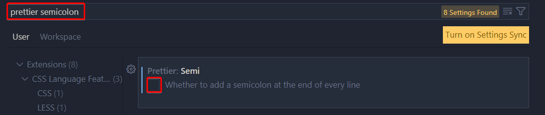 Disabling the use of semicolons at the end of every line