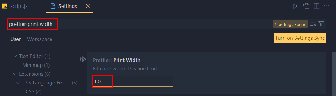 Setting the maximum line width